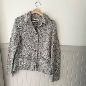 Vintage Nine & Co. Tan Marled Wool Blend Button Front Collared Cardigan Large
